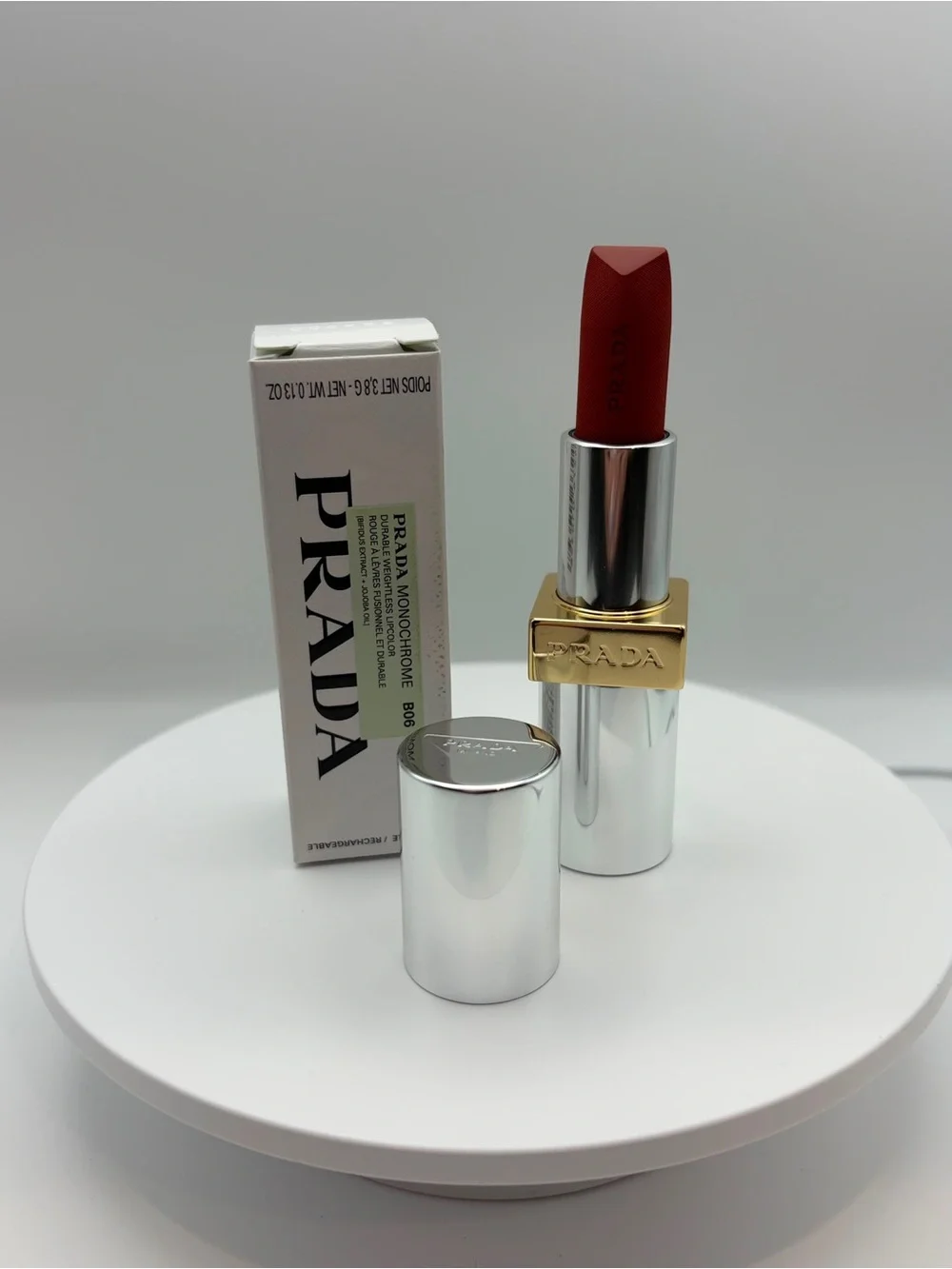 Prada Monochrome Velvet Lipstick - Mahogany B03.